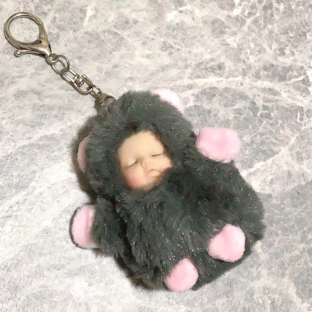 Fluffy Bear Fur Wrapping Baby Baby Keychain